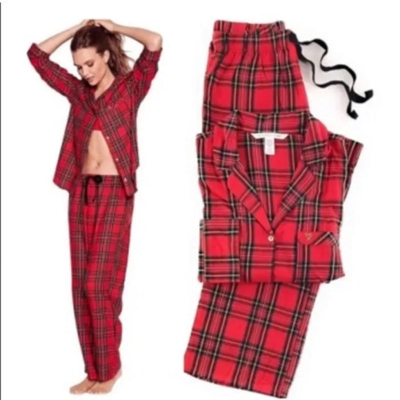 NWT Victoria’s Secret Holiday/Christmas Checkered Flannel Pajamas size XS - Picture 2 of 4